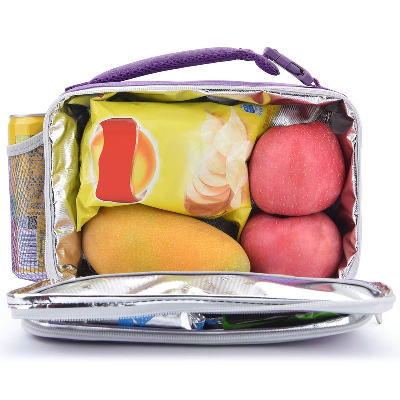 Amersun Kids Lunch Box, Insulated School Lunch Bag with Padded Liner Keep Food Warm Cold for Long Time,Water-resistant Thermal Travel Office Lunch Cooler for Girls Boy-2 Pocket,LB005-P - Image 2